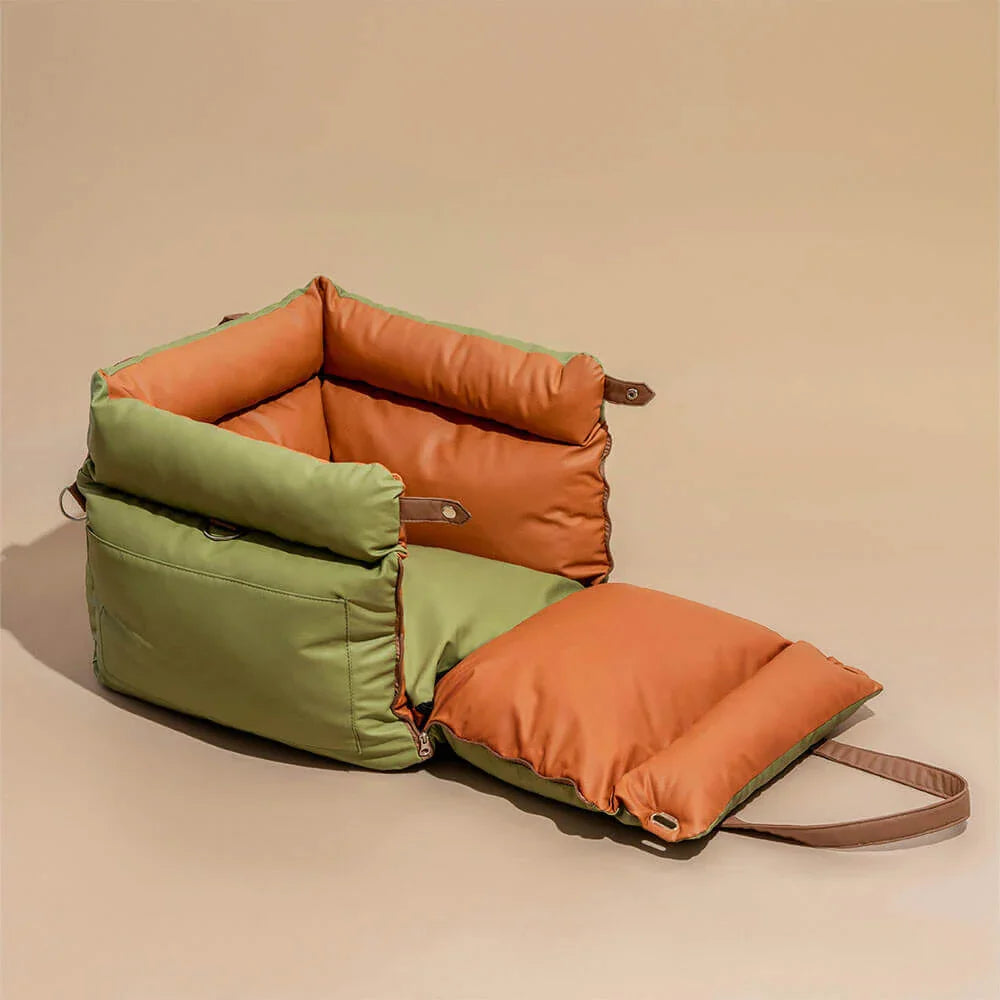 Pet Outing Lathe Luxury Faux Leather Dog Car Seat...