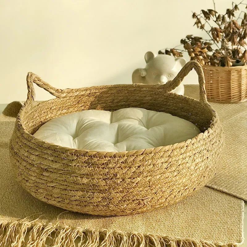 Handmade Vine Woven Cat Nest - Detachable Washable...