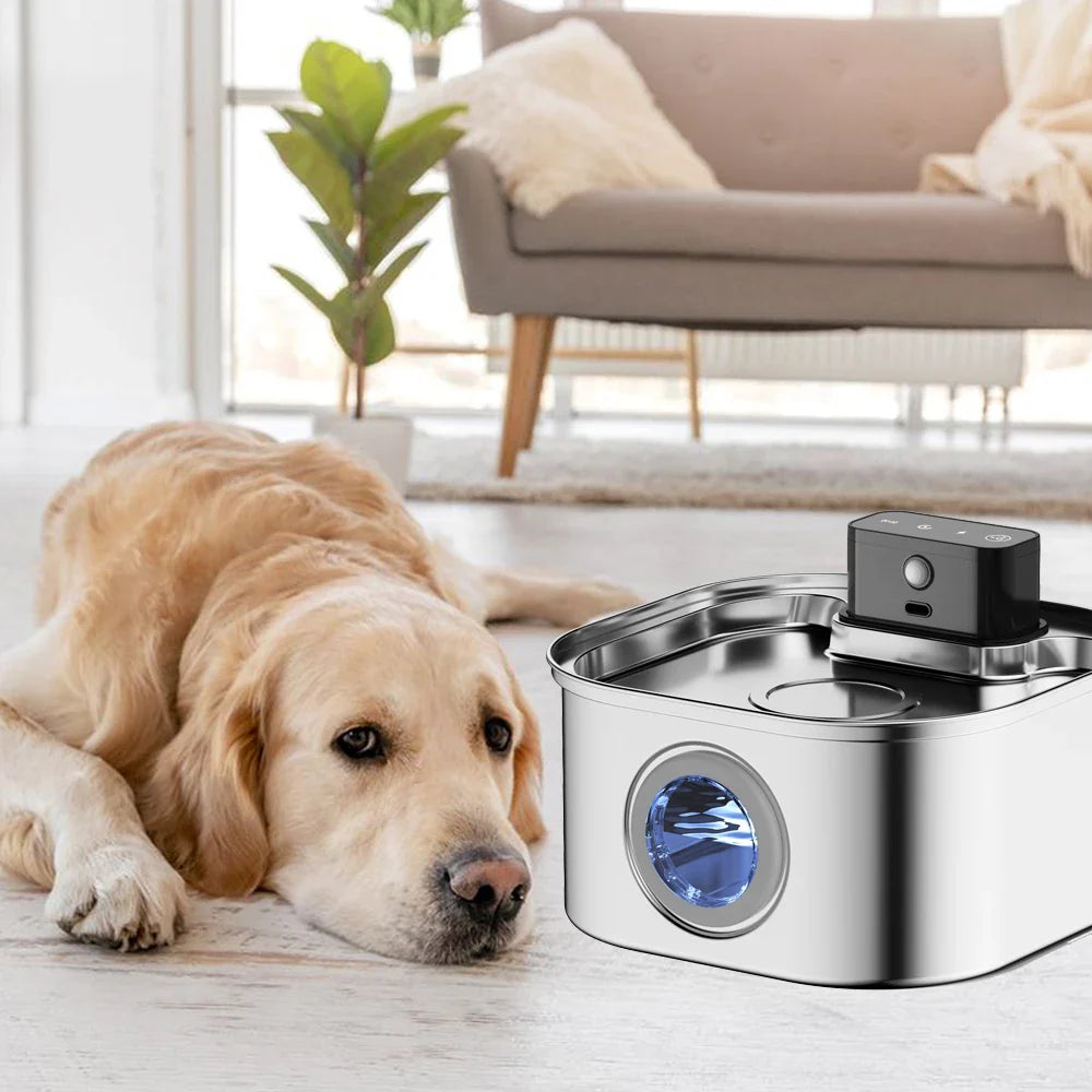 Cat Water Fountain Stainless Steel Wireless Auto...