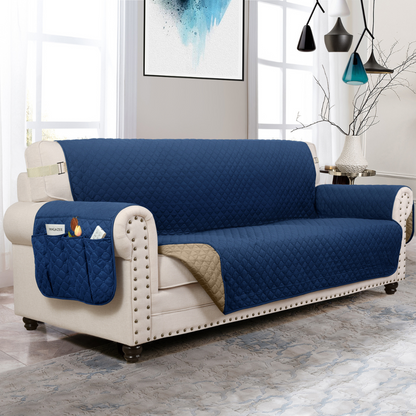 Couch Cover Furniture Protector With Side Pockets And...