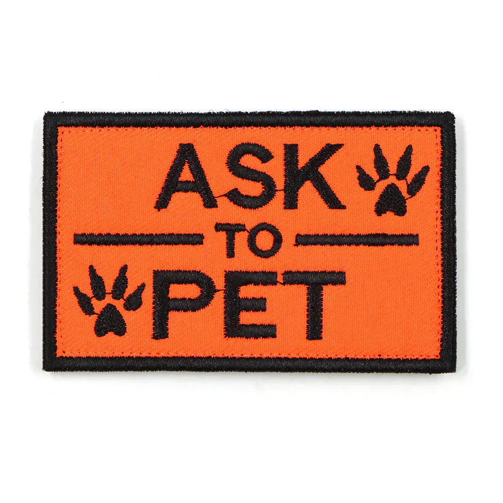 Ask To Pet Patch Orange Harness Patch Clear Petting...