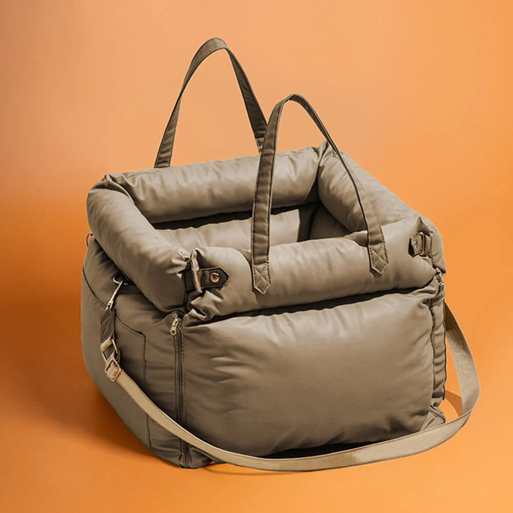 Pet Outing Lathe Luxury Faux Leather Dog Car Seat...