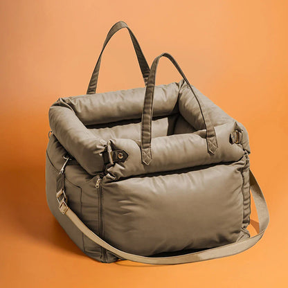 Pet Outing Lathe Luxury Faux Leather Dog Car Seat...