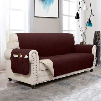 Couch Cover Furniture Protector With Side Pockets And...