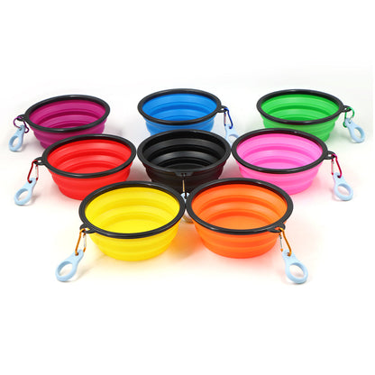 Collapsible Travel Bowl With Clip Silicone Dog Bowl...