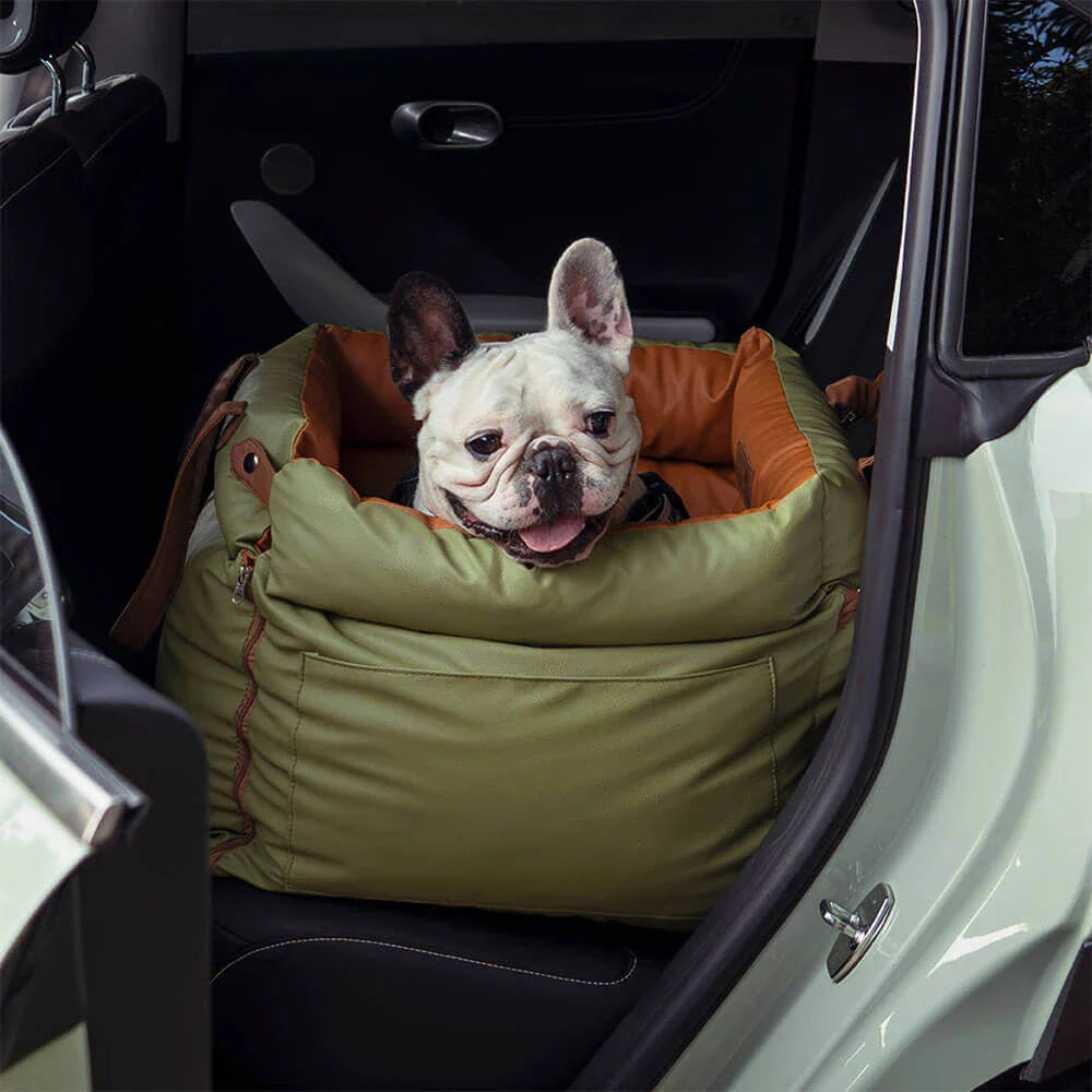 Pet Outing Lathe Luxury Faux Leather Dog Car Seat...