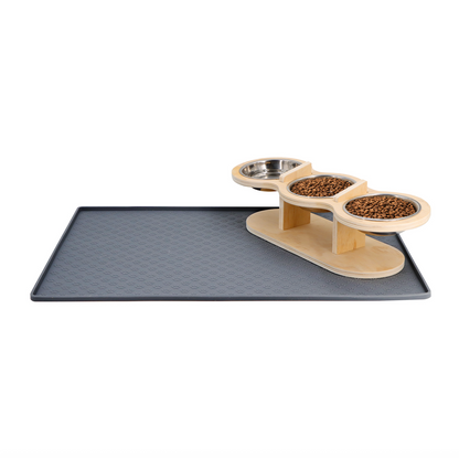 Elevated Dog Bowls With Wooden Stand Stainless Steel...