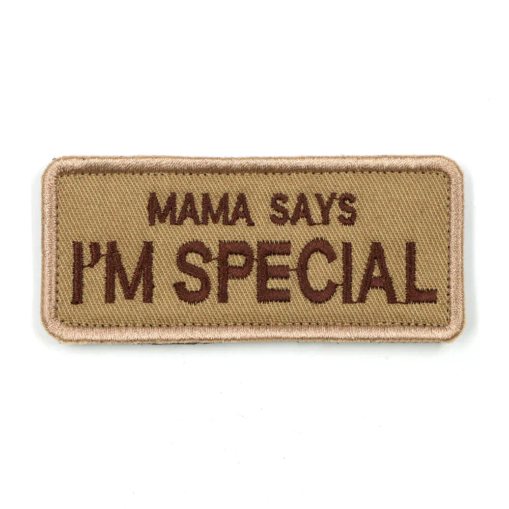 Dog Harness Patch - Embroidered Tan Velcro Backing, Mama...