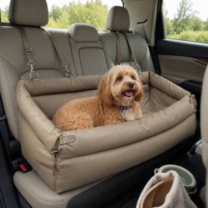 Pet Outing Lathe Luxury Faux Leather Dog Car Seat...