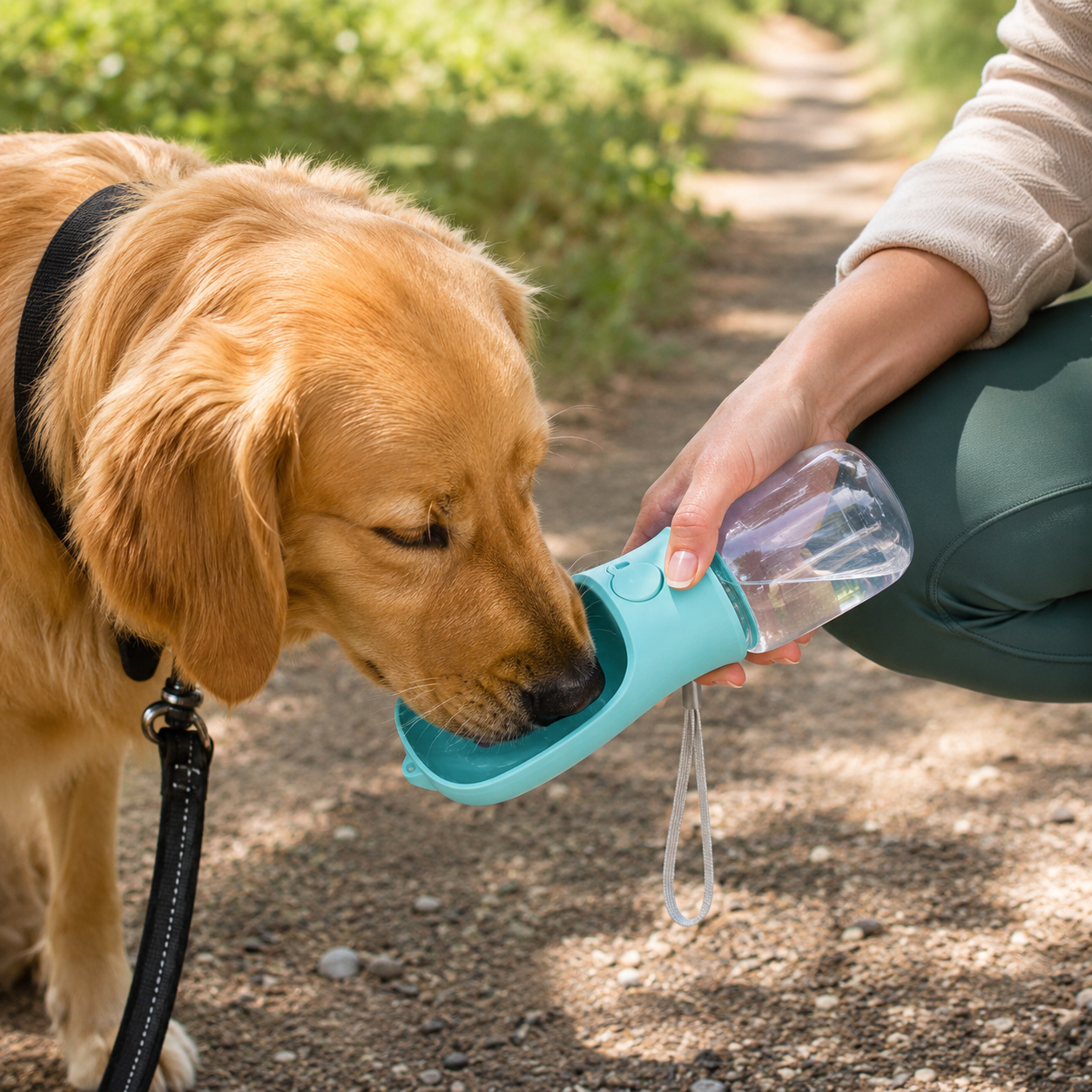 Portable Dog Water Bottle with Food Storage | Travel Feeder for Walks, Hiking & Road Trips