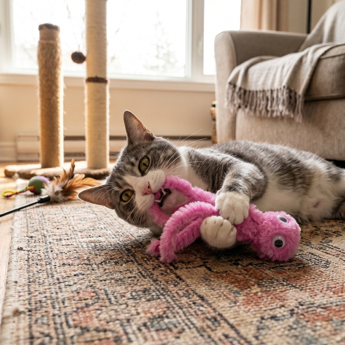Cute Octopus Plush Cat Toy - Bite Resistant, Interactive...