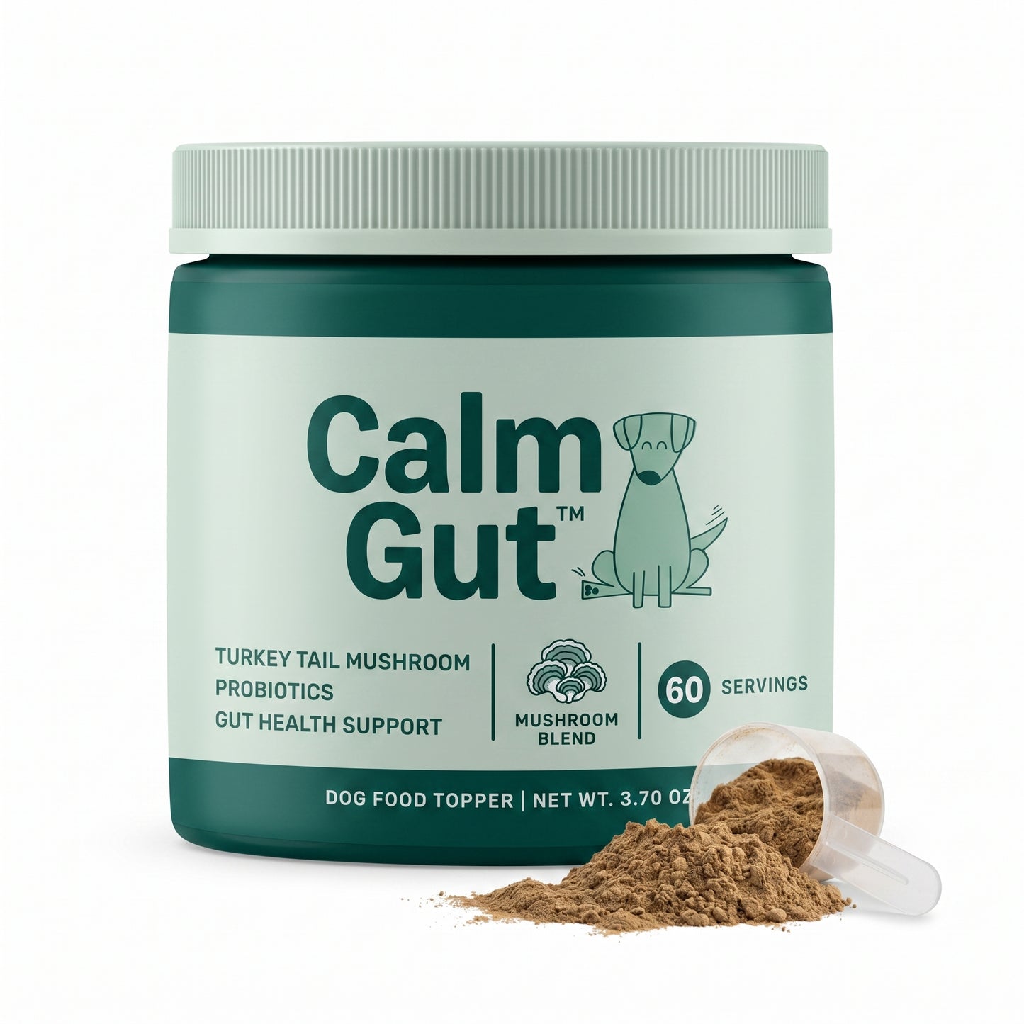 CalmGut™ — Turkey Tail Mushroom & Probiotic Food Topper for Dogs