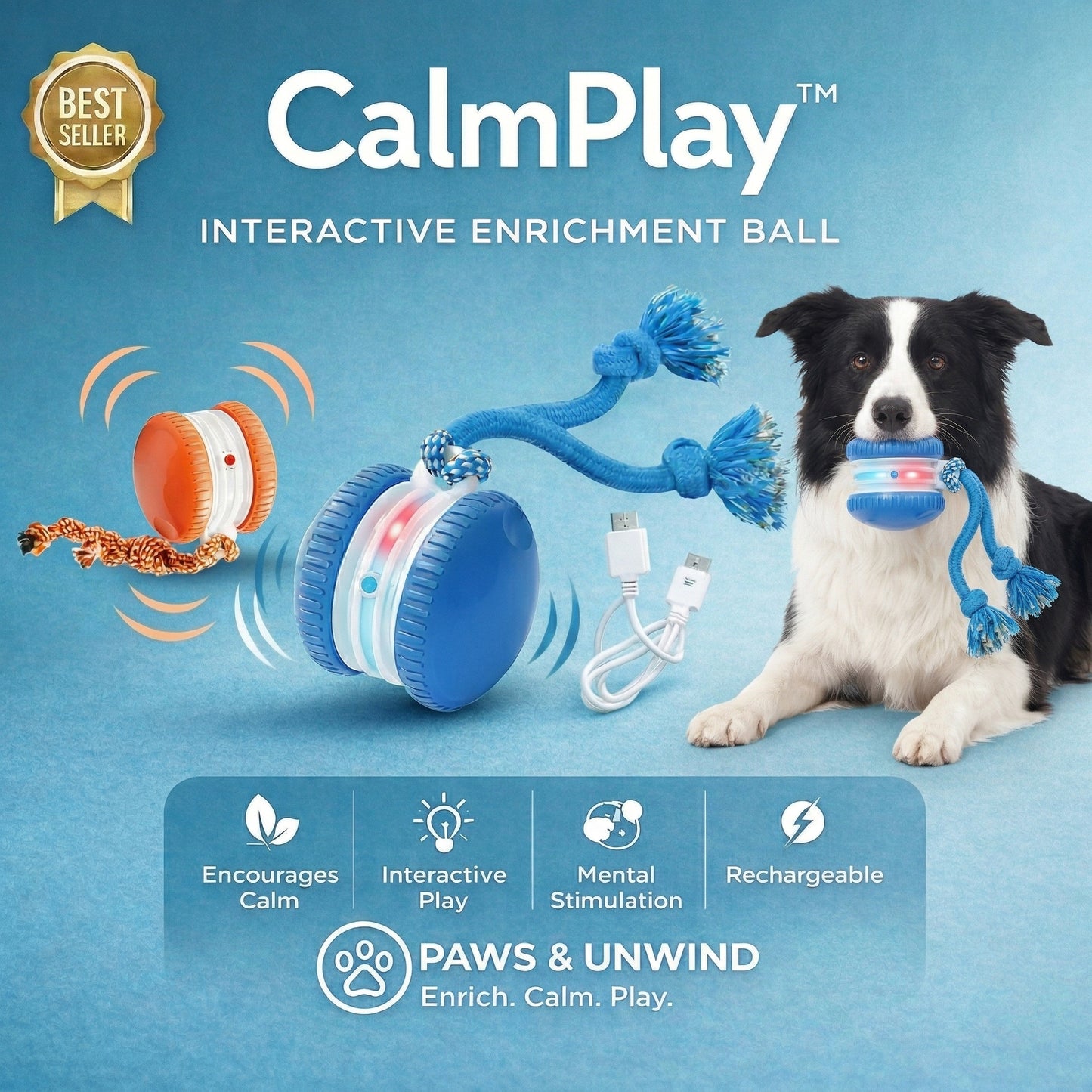 CalmPlay™ — Interactive Dog Enrichment Toy Ball - Anxiety Relief Puzzle
