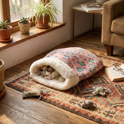 Self Warming Cat Bed - Soft Plush Cat Sleeping Bag for...