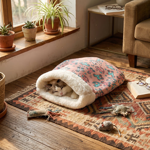 Self Warming Cat Bed - Soft Plush Cat Sleeping Bag for...