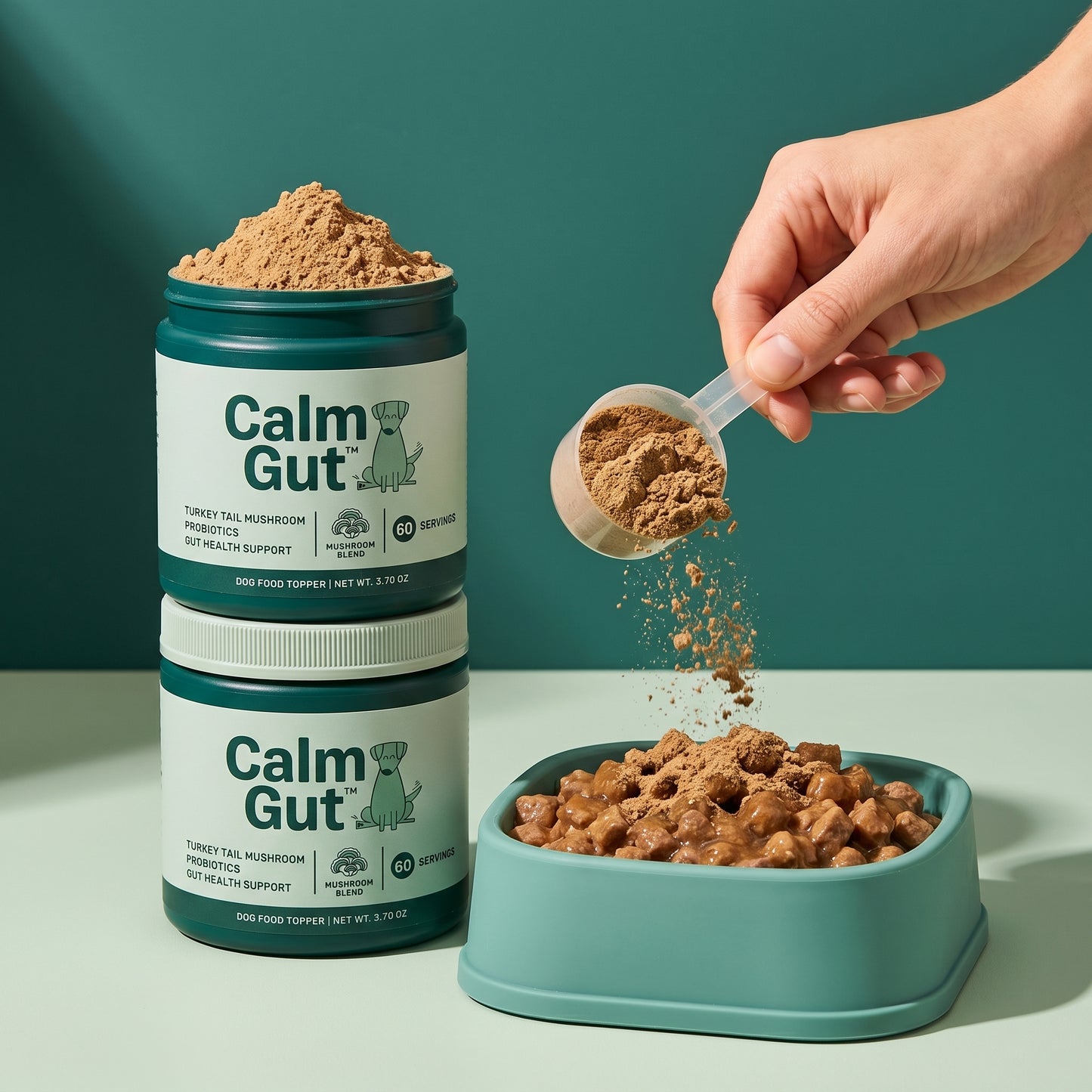 CalmGut™ — Turkey Tail Mushroom & Probiotic Food Topper for Dogs