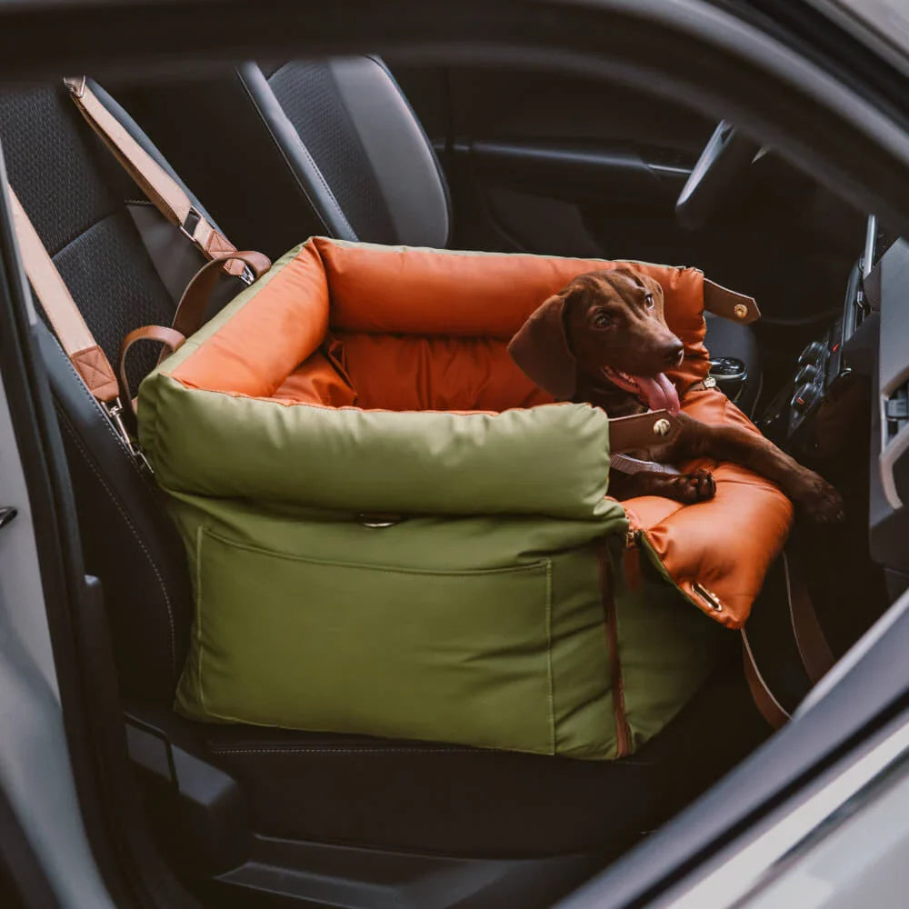 Pet Outing Lathe Luxury Faux Leather Dog Car Seat...