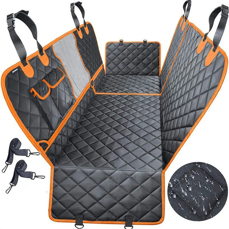 Waterproof Dog Car Seat Cover Hammock with Storage – Large Back Seat Protector for Cars & SUVs