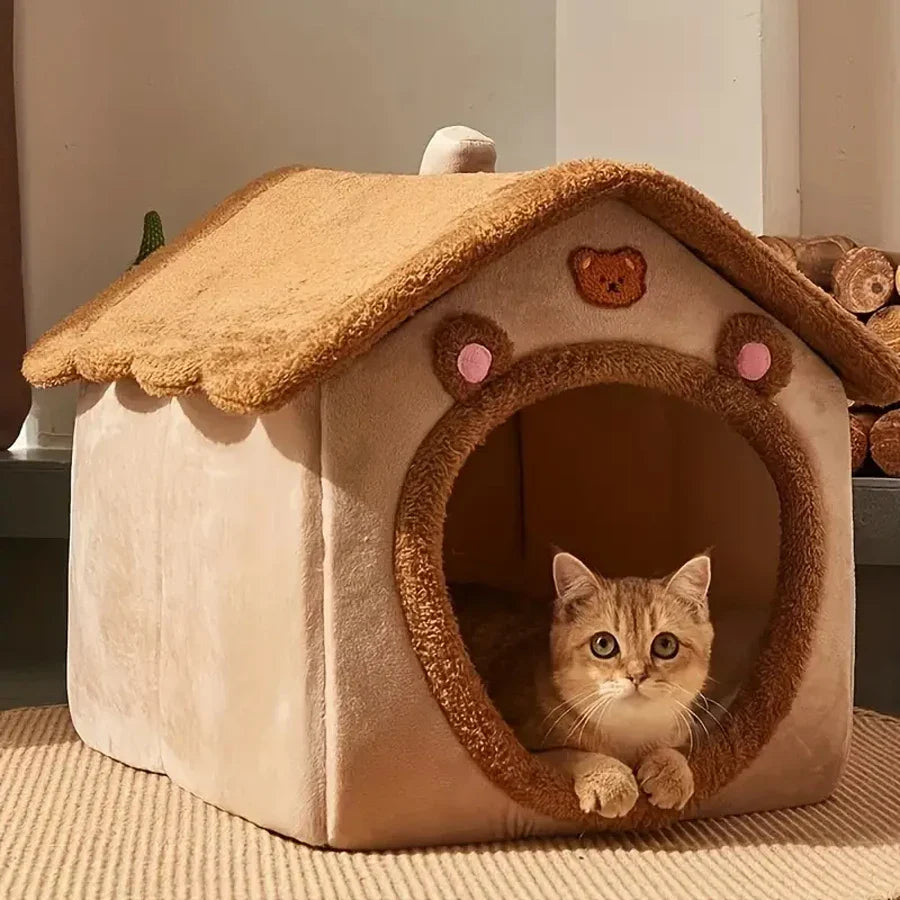 Foldable Pet House Removable Washable Cat House for...