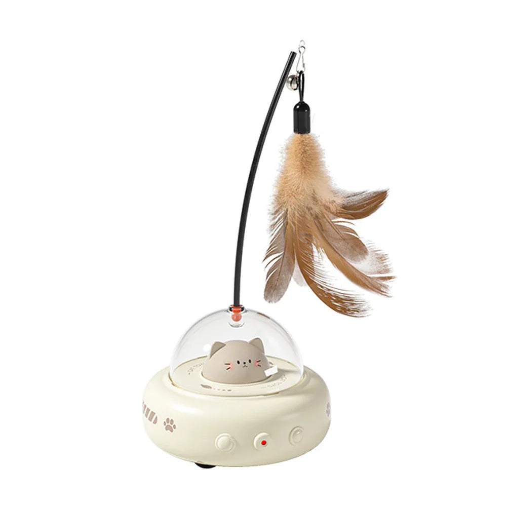 Electric Cat Interactive Toy with Feather Teaser Wand...