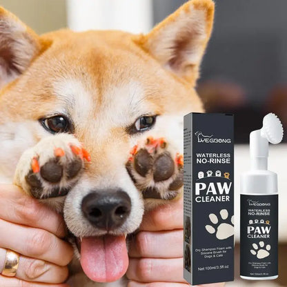 Rinse-Free Pet Foot Cleaner Foam with Silicone Brush...