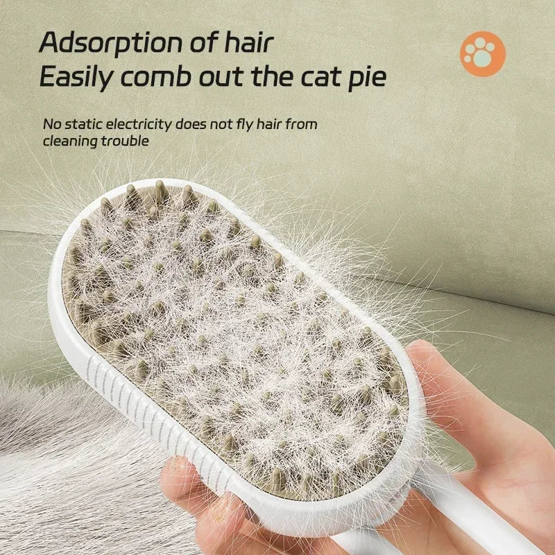 3 In1 Dog Cat Steamy Brush Spray Massage - Bath Brush & Hair Removal Tool