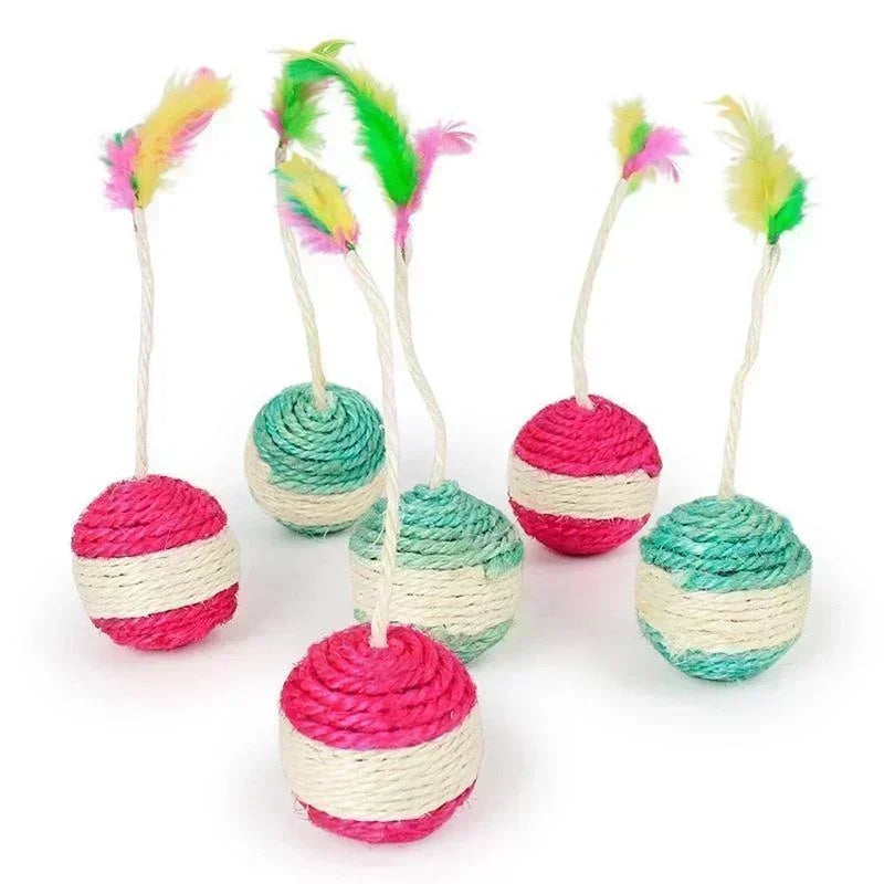 Sisal Scratching Ball Cat Toy - Interactive Training Toy...