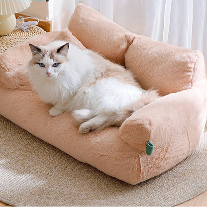 Luxury Cat Bed Sofa - Winter Warm Plush Nest for Small...