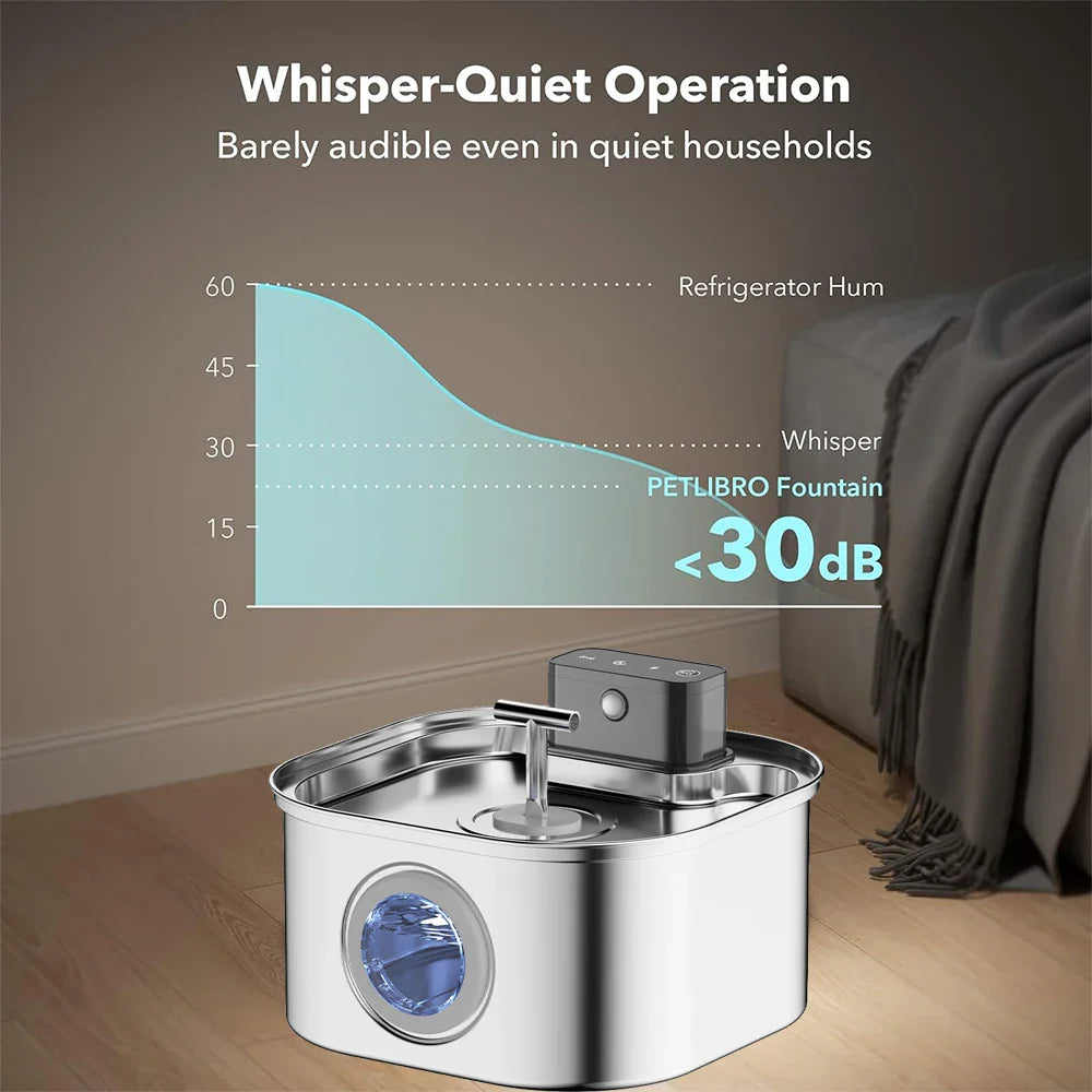 Cat Water Fountain Stainless Steel Wireless Auto...