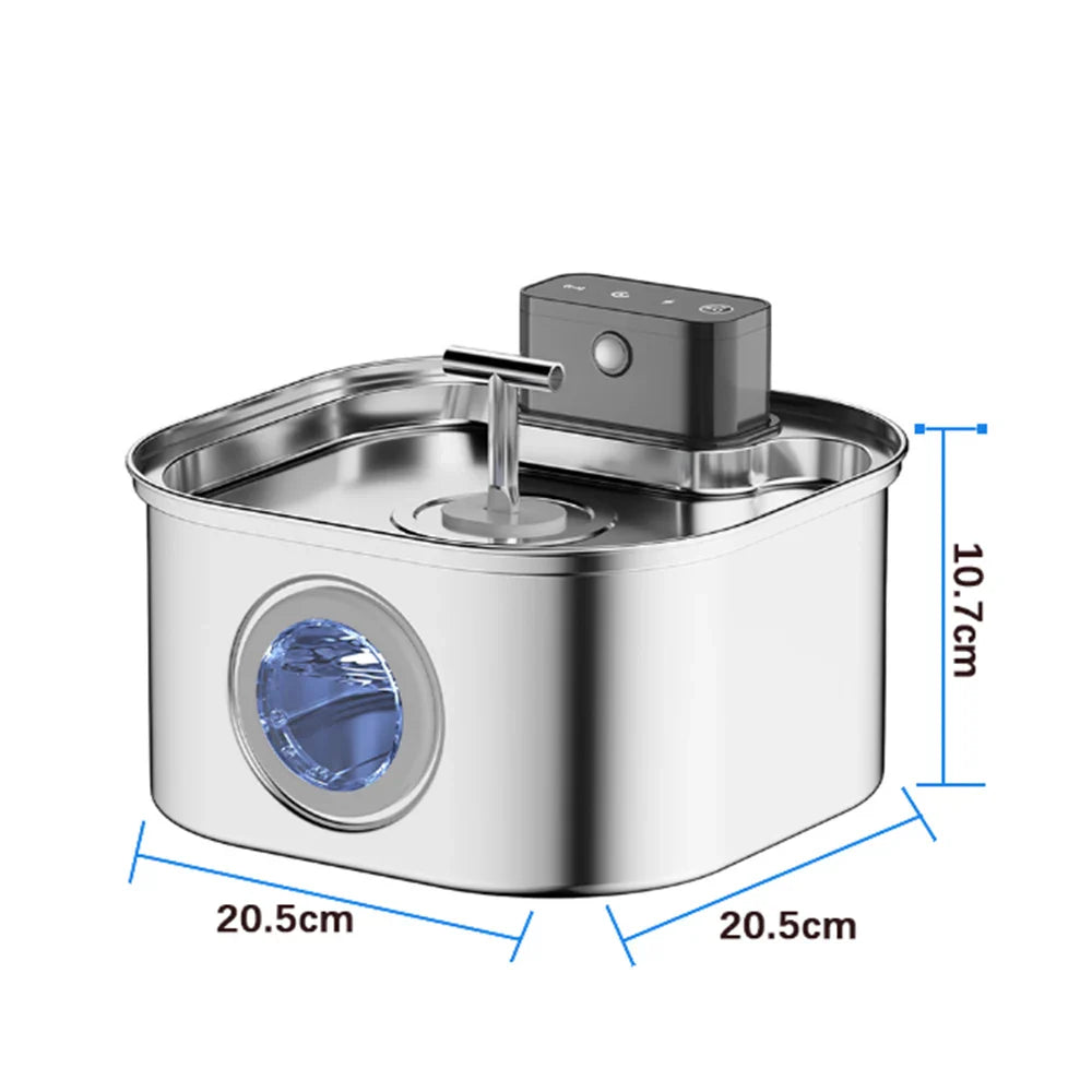 Cat Water Fountain Stainless Steel Wireless Auto...