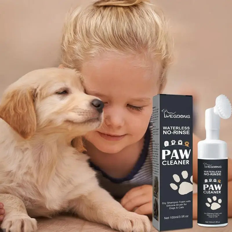 Rinse-Free Pet Foot Cleaner Foam with Silicone Brush...