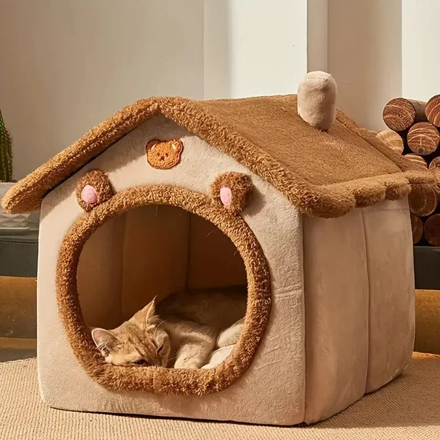 Foldable Pet House Removable Washable Cat House for...