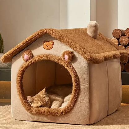 Foldable Pet House Removable Washable Cat House for...