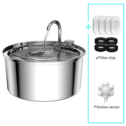 Stainless Steel Automatic Pet Water Fountain USB Mute...
