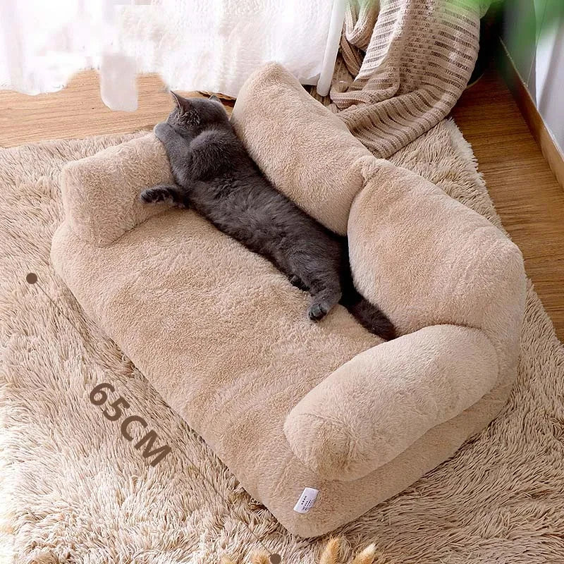 Luxury Cat Bed Sofa - Winter Warm Plush Nest for Small...
