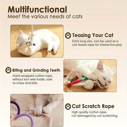 Cotton Cat Chew Toy for Teeth Cleaning - Catnip Rope...