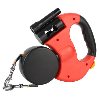 Dual Dog Leash 3m Retractable with Flashlight & Waste...