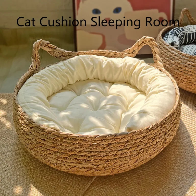 Handmade Vine Woven Cat Nest - Detachable Washable...