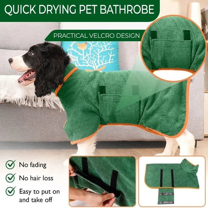 Microfiber Dog Bathrobe Towel - Adjustable Absorbent...