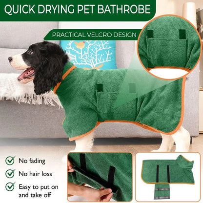 Microfiber Dog Bathrobe Towel - Adjustable Absorbent...