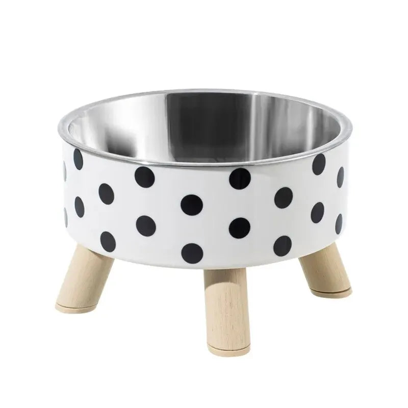A Cat Bowl For Cats And Dogs - Tall Polka-Dot Stainless...
