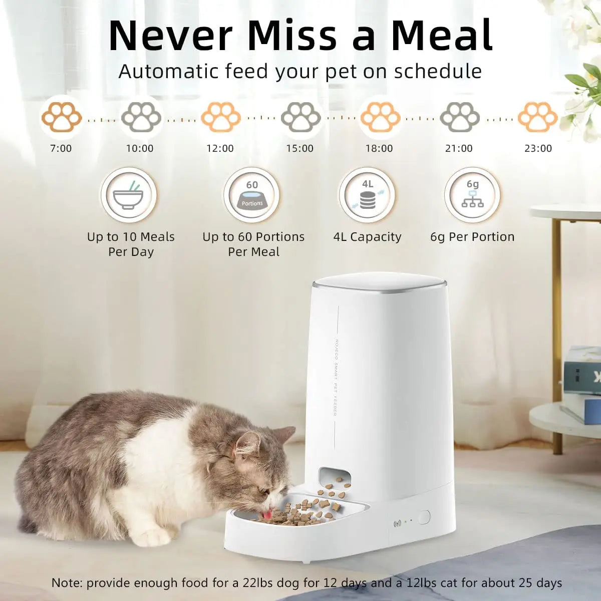 Automatic Cat Feeder Smart WiFi Dispenser Remote Control...