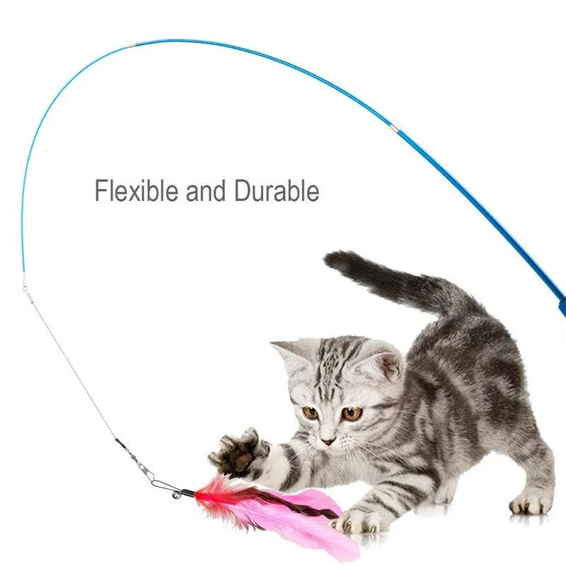 Replacement Cat Feather Toy Set - Retractable Cat Stick...