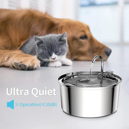 Stainless Steel Automatic Pet Water Fountain USB Mute...