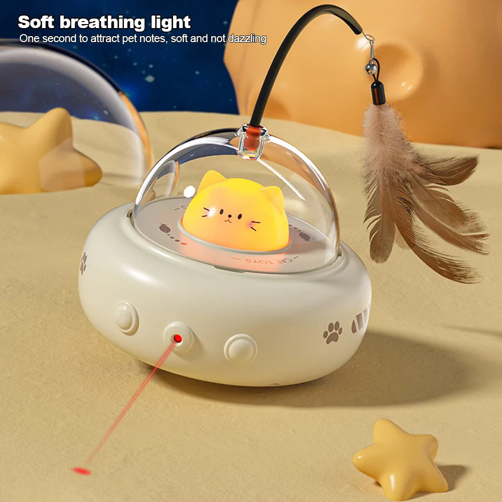 Electric Cat Interactive Toy with Feather Teaser Wand...