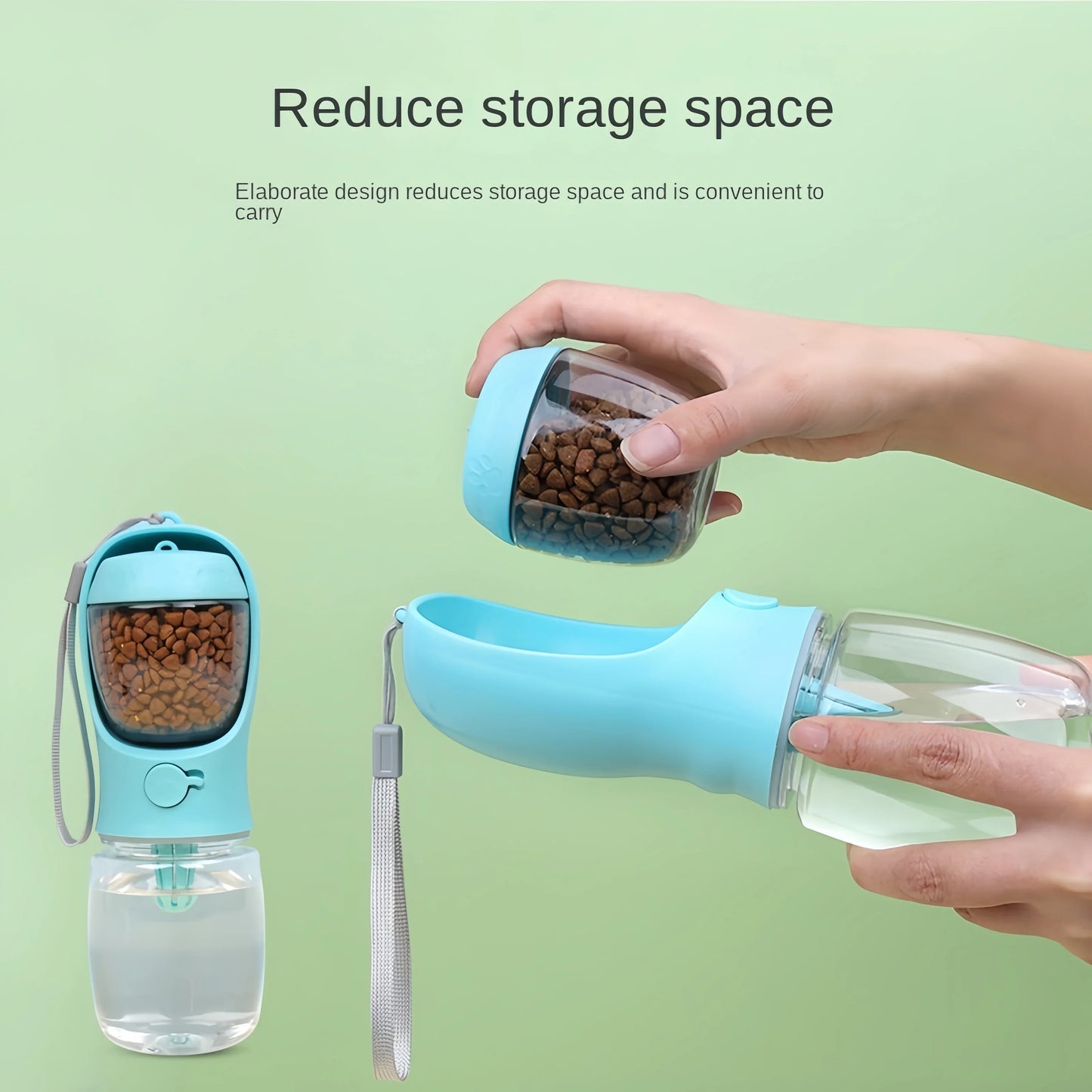 Portable Dog Cat Water Bottle with Food Storage for...