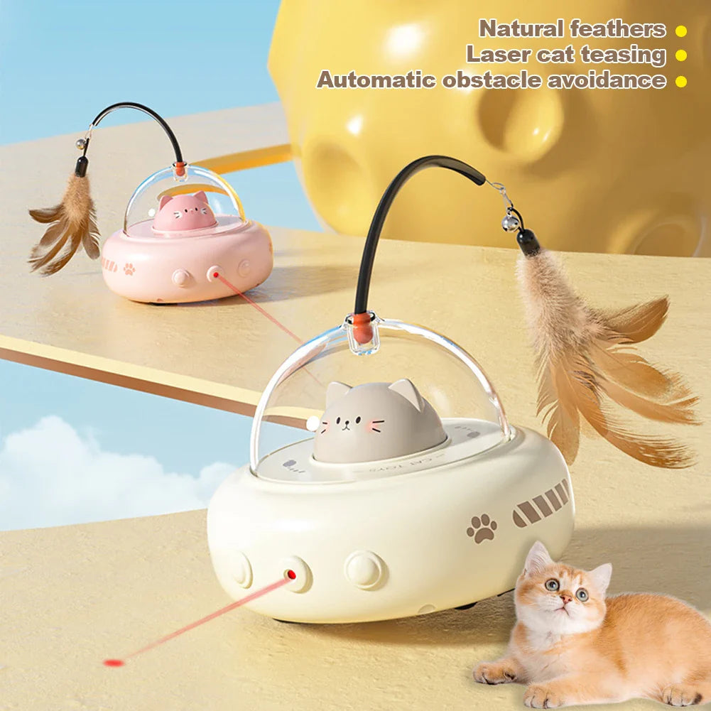 Electric Cat Interactive Toy with Feather Teaser Wand...