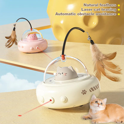 Electric Cat Interactive Toy with Feather Teaser Wand...