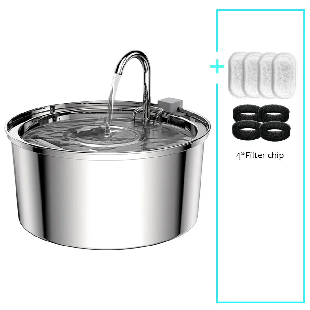 Stainless Steel Automatic Pet Water Fountain USB Mute...
