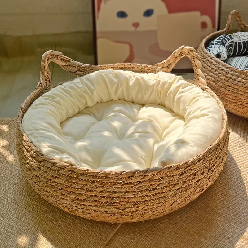 Handmade Vine Woven Cat Nest - Detachable Washable...